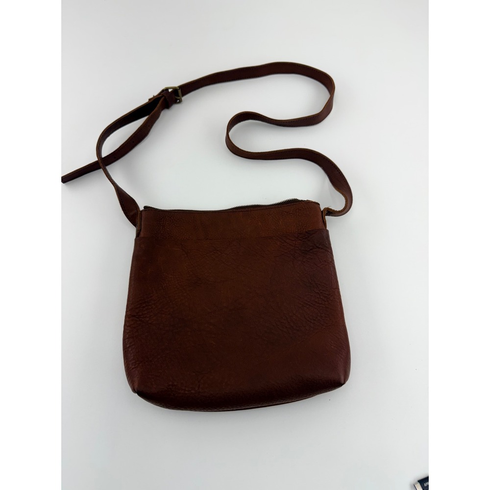 Lifetime Leather Crossbody Bag Brown Full Grain Cowhide Leather Adjustable Strap